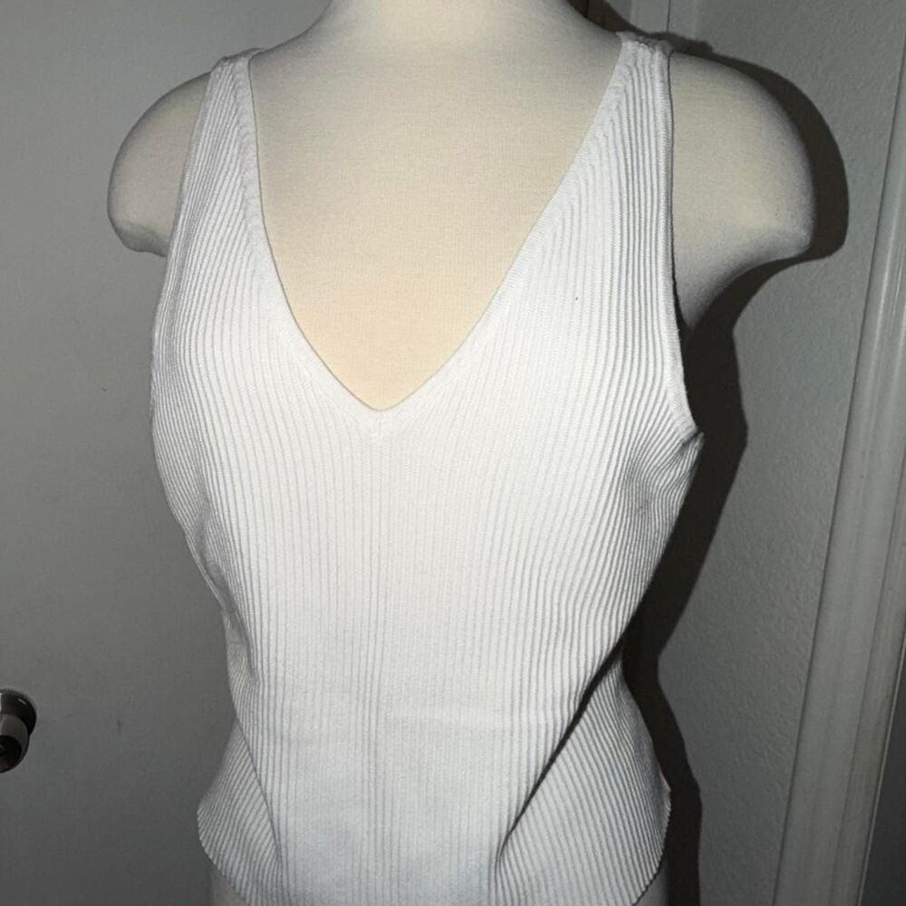 House-of-harlow Women's White Ribbed top